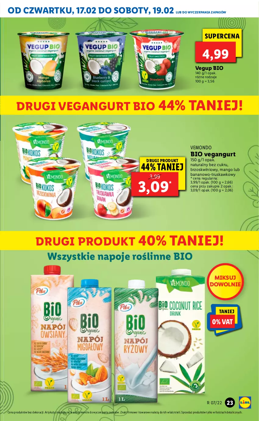 Gazetka promocyjna Lidl - GAZETKA - ważna 17.02 do 19.02.2022 - strona 23 - produkty: Mango, Napoje, Vegangurt