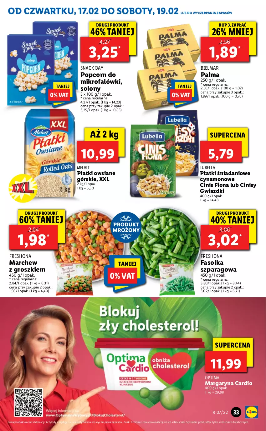 Gazetka promocyjna Lidl - GAZETKA - ważna 17.02 do 19.02.2022 - strona 33 - produkty: Bell, Bella, Danio, Fa, Lubella, Margaryna, Melvit, Optima, Palma, Płatki owsiane, Popcorn