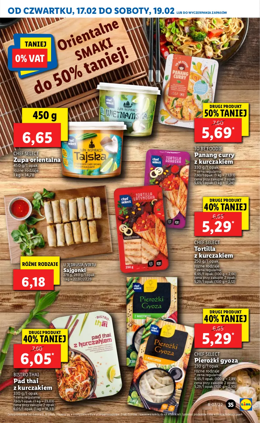 Gazetka promocyjna Lidl - GAZETKA - ważna 17.02 do 19.02.2022 - strona 35 - produkty: Kurczak, Sajgonki, Tortilla, Virtu, Zupa