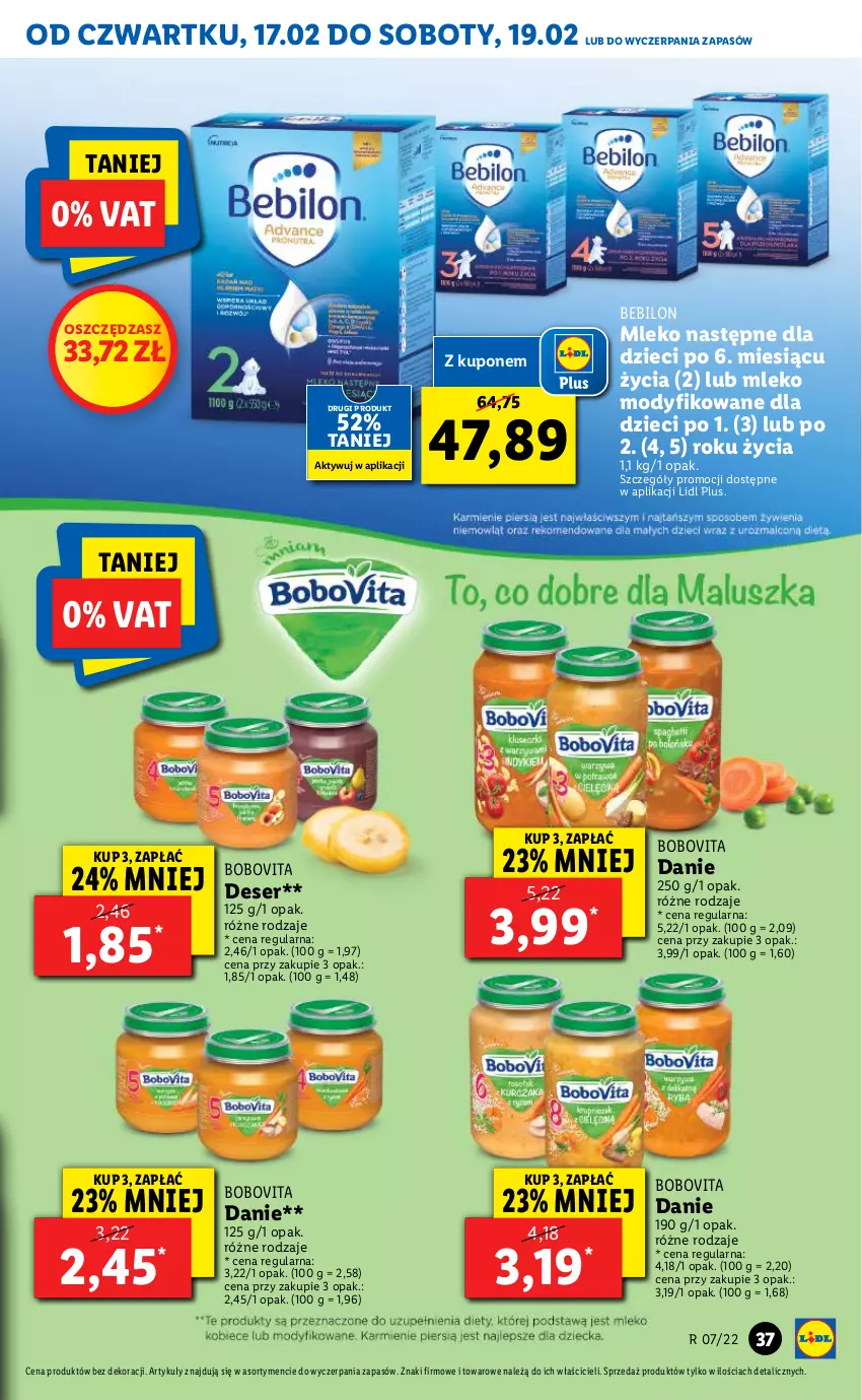 Gazetka promocyjna Lidl - GAZETKA - ważna 17.02 do 19.02.2022 - strona 37 - produkty: BEBILON, BoboVita, Deser, Dzieci, Mleko, Mleko modyfikowane, O nas, Ser