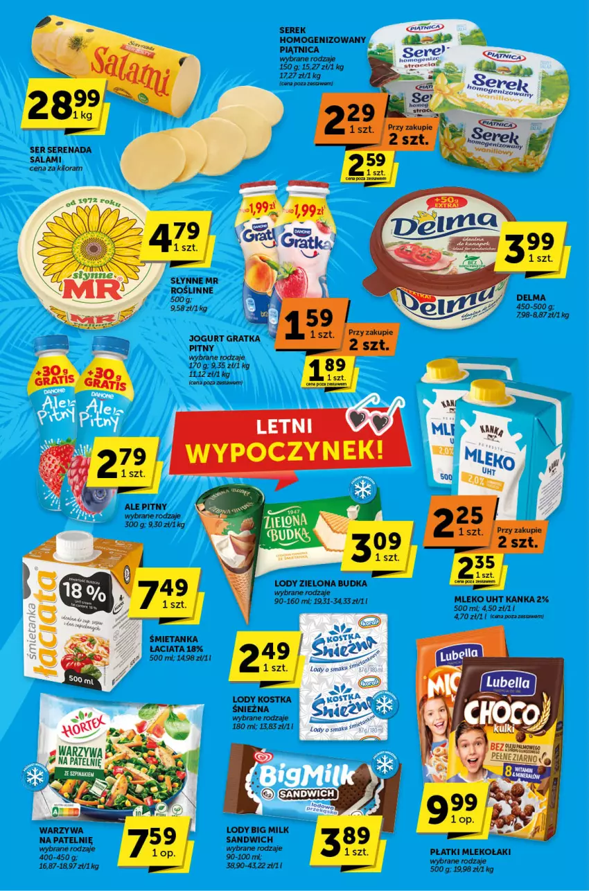 Gazetka promocyjna ABC - ważna 25.07 do 06.08.2024 - strona 4 - produkty: Big Milk, Chia, Fa, Gra, Jogurt, Lody, Mleko, Piątnica, Salami, Ser, Serek, Słynne, Słynne MR Roślinne, Warzywa, Zielona Budka