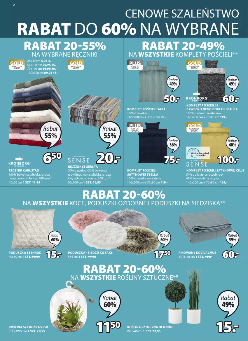 Gazetka promocyjna Jysk - Oferta tygodnia - ważna 04.08 do 17.08.2021 - strona 3 - produkty: Koc, Komplet pościeli, Poduszka, Pościel, Ręcznik, Roślina sztuczna, Siedzisko, Szal, Wełna