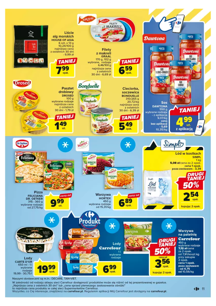 Gazetka promocyjna Carrefour - Gazetka Market - ważna 24.04 do 06.05.2023 - strona 11 - produkty: Bonduelle, Carte d'Or, Cieciorka, Dawtona, Dr. Oetker, Feliciana, Gra, Graal, House of Asia, Kosz, LG, Orka, Pasztet, Pizza, Sos, Warzywa