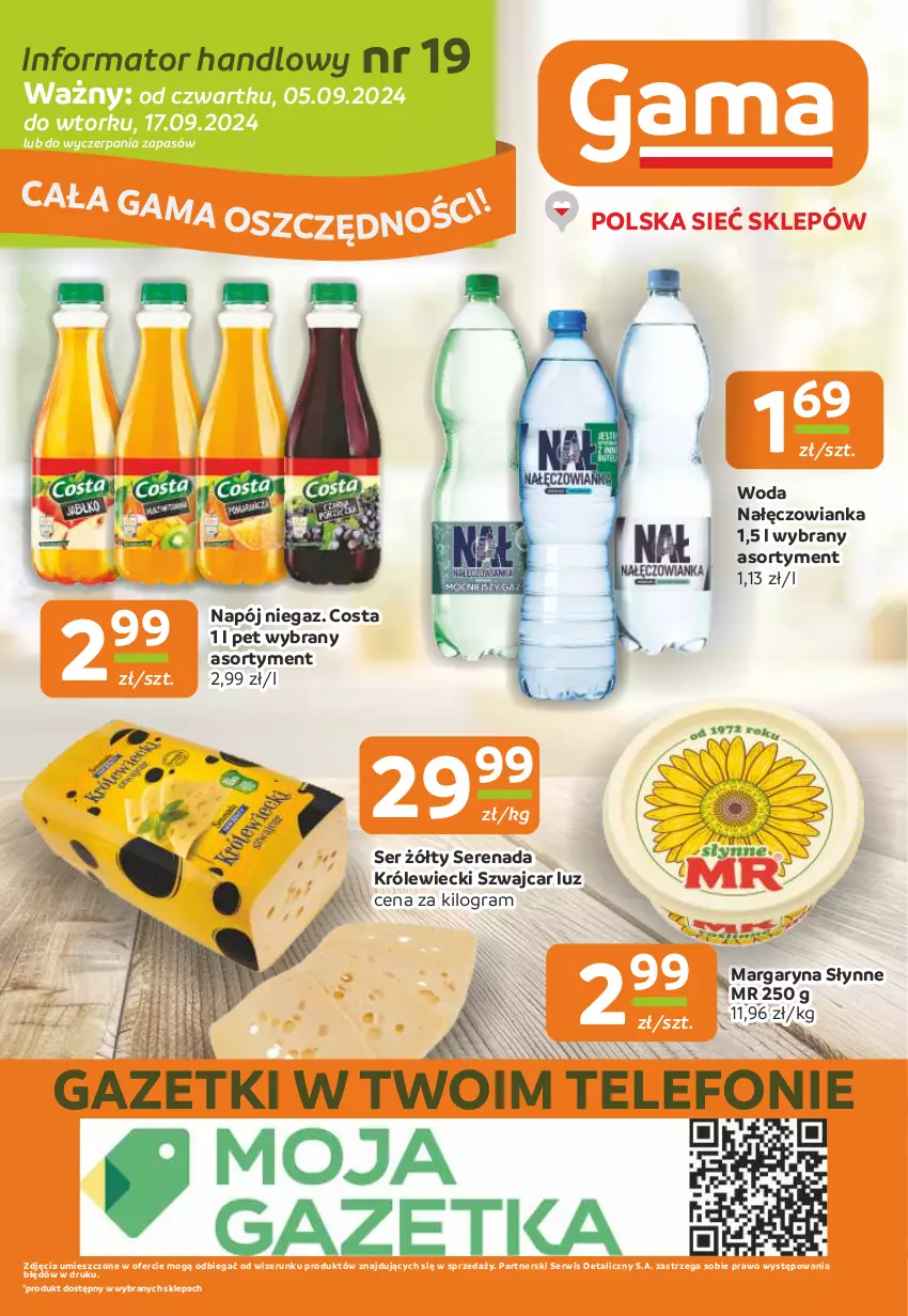 Gazetka promocyjna Gama - Gazetka Gama - ważna 05.09 do 17.09.2024 - strona 12 - produkty: Gra, Margaryna, Nałęczowianka, Napój, Ser, Słynne, Telefon, Woda