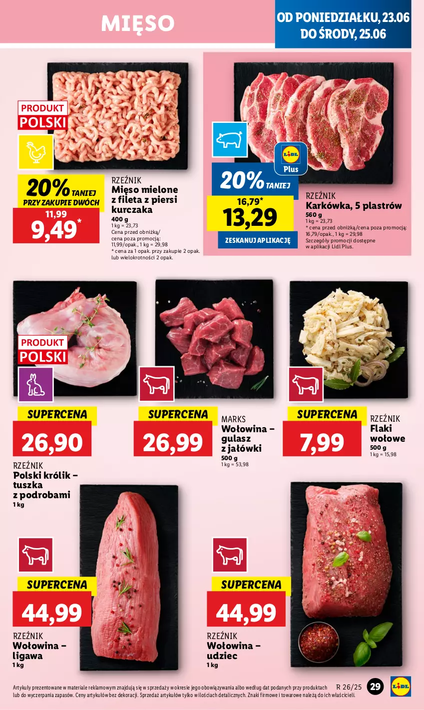 Gazetka promocyjna Lidl - GAZETKA - ważna 23.06 do 25.06.2025 - strona 31 - produkty: Flaki, Flaki wołowe, Królik, Kurczak, Mięso, Mięso mielone, Tusz, Wołowina