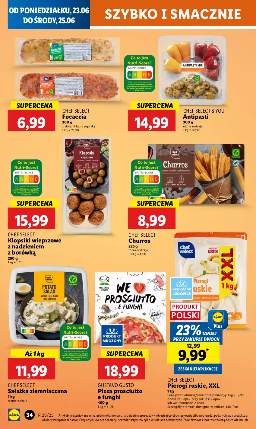 Gazetka promocyjna Lidl - GAZETKA - ważna 23.06 do 25.06.2025 - strona 38 - produkty: Focaccia, Klopsiki, Pierogi, Pizza, Prosciutto, Sałat, Sałatka