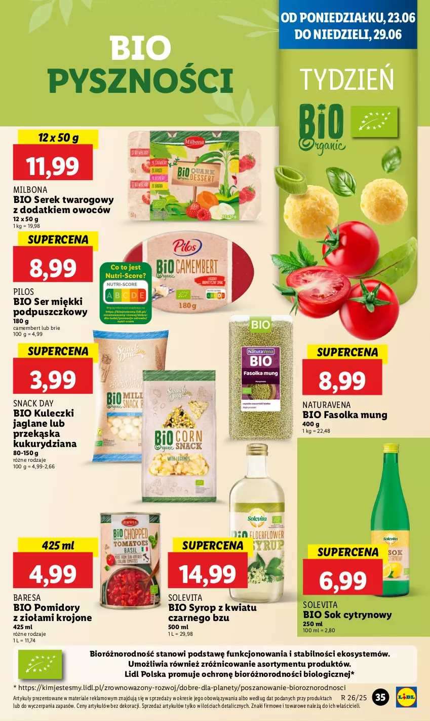 Gazetka promocyjna Lidl - GAZETKA - ważna 23.06 do 25.06.2025 - strona 41 - produkty: Brie, Camembert, Fa, Pilos, Pomidory, Ser, Serek, Serek twarogowy, Sok, Syrop, Wazon