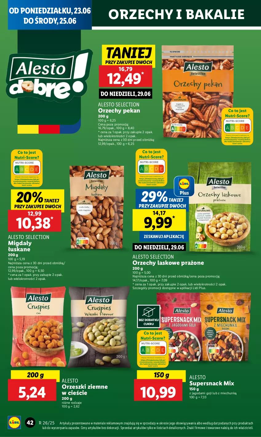 Gazetka promocyjna Lidl - GAZETKA - ważna 23.06 do 25.06.2025 - strona 48 - produkty: Migdały, Migdały łuskane, Orzeszki, Orzeszki ziemne