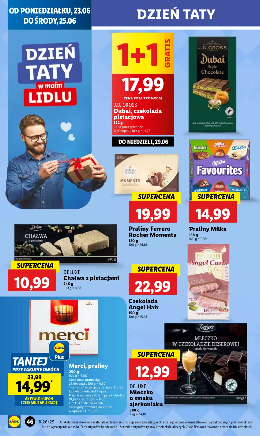 Gazetka promocyjna Lidl - GAZETKA - ważna 23.06 do 25.06.2025 - strona 52 - produkty: Chałwa, Czekolada, Ferrero, Ferrero Rocher, Gra, Merci, Milka, Mleczko, Moments, Praliny
