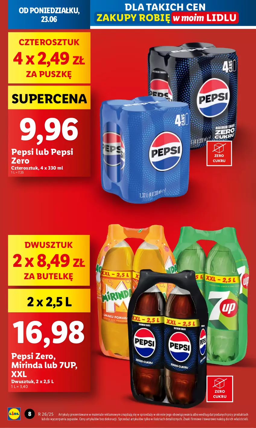 Gazetka promocyjna Lidl - GAZETKA - ważna 23.06 do 25.06.2025 - strona 8 - produkty: 7up, Mirinda, Pepsi