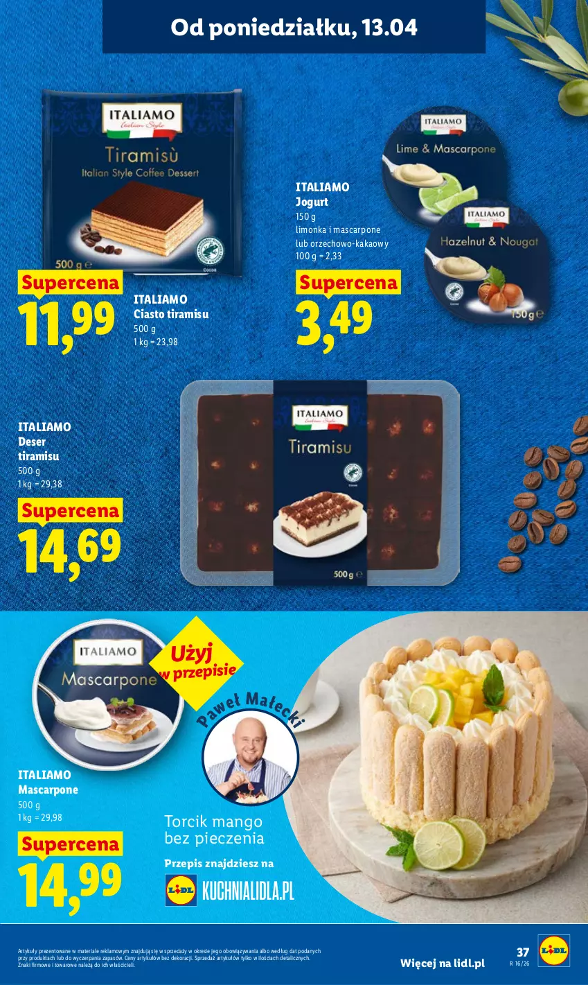 Gazetka promocyjna Lidl - Gazetka ważna od 13.04 do 15.04 - ważna 13.04 do 15.04.2026 - strona 37 - produkty: Deser, Jogurt, Kakao, Limonka, Mango, Mascarpone, Piec, Ser