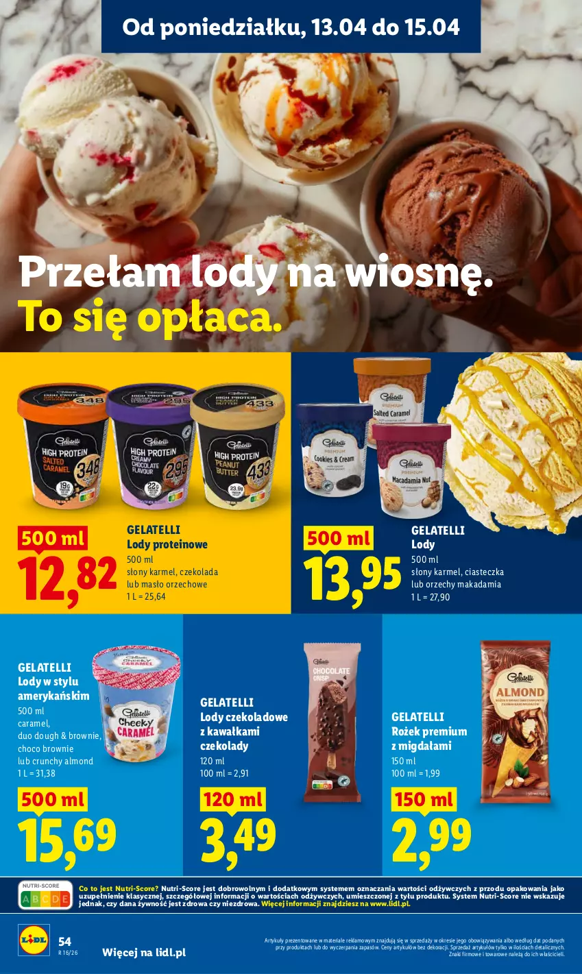 Gazetka promocyjna Lidl - Gazetka ważna od 13.04 do 15.04 - ważna 13.04 do 15.04.2026 - strona 58 - produkty: Brownie, Czekolada, Kawa, Lody, Masło, Masło orzechowe