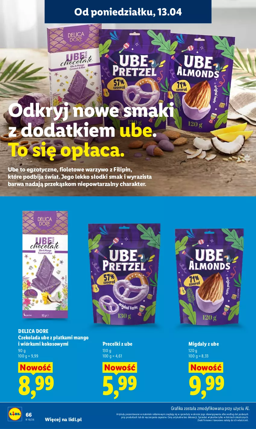 Gazetka promocyjna Lidl - Gazetka ważna od 13.04 do 15.04 - ważna 13.04 do 15.04.2026 - strona 72 - produkty: Czekolada, Gra, Grafika, Kokos, Mango, Migdały, Precelki