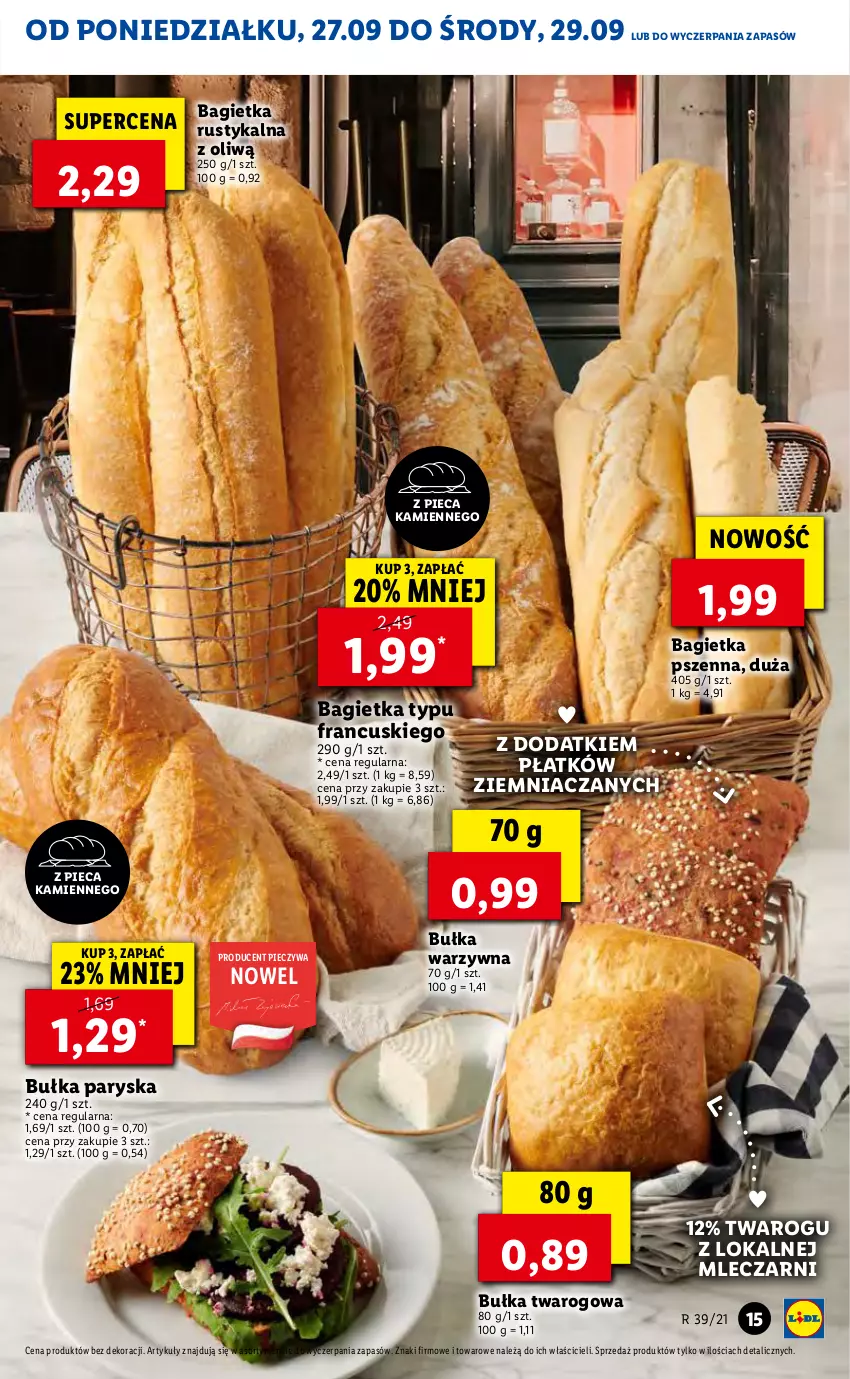 Gazetka promocyjna Lidl - GAZETKA - ważna 27.09 do 29.09.2021 - strona 15 - produkty: Bagietka, Bagietka pszenna, Bułka, Piec, Rust