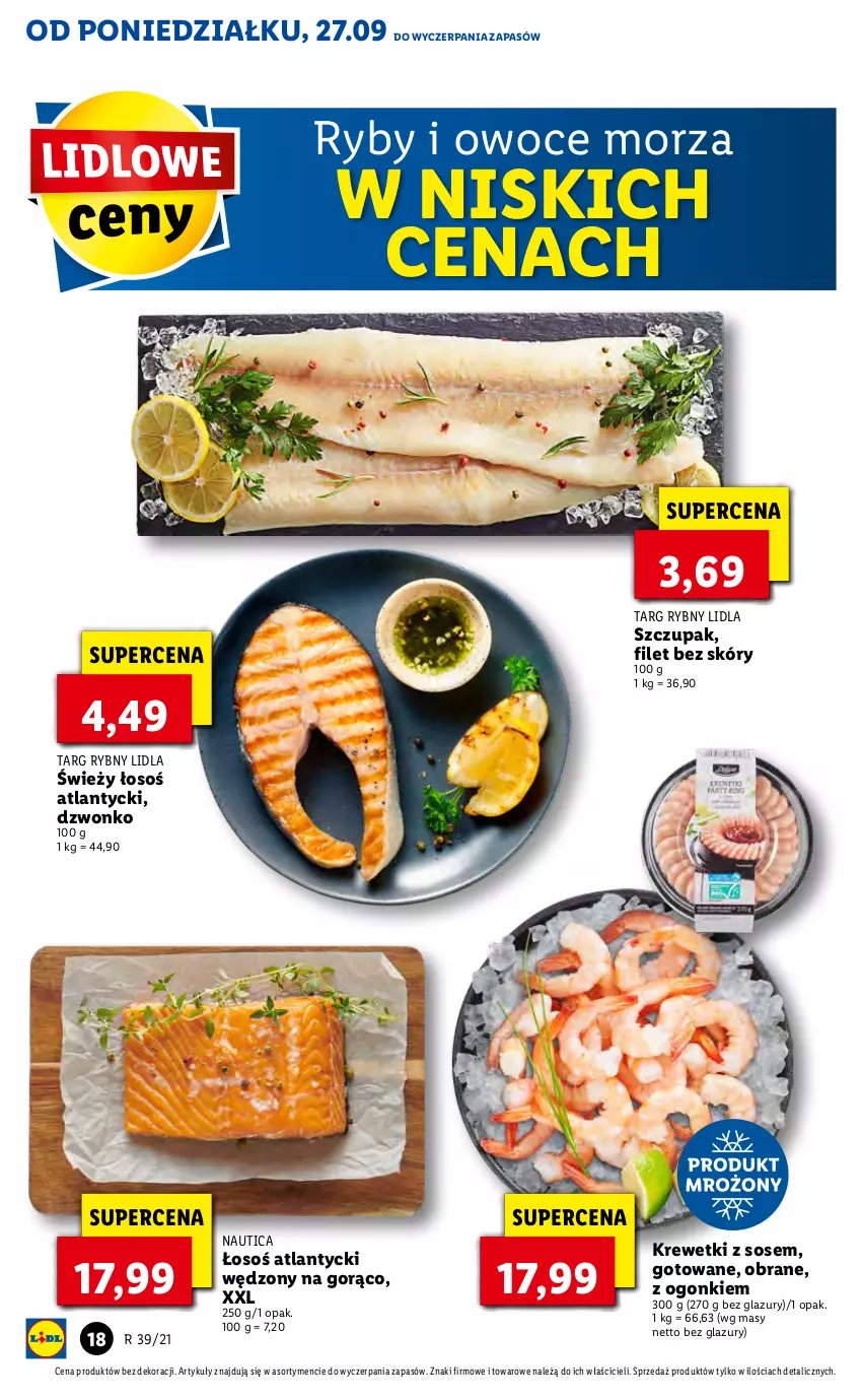 Gazetka promocyjna Lidl - GAZETKA - ważna 27.09 do 29.09.2021 - strona 18 - produkty: Krewetki, Lazur, Owoce, Owoce morza, Ryby i owoce morza, Sos, Zupa