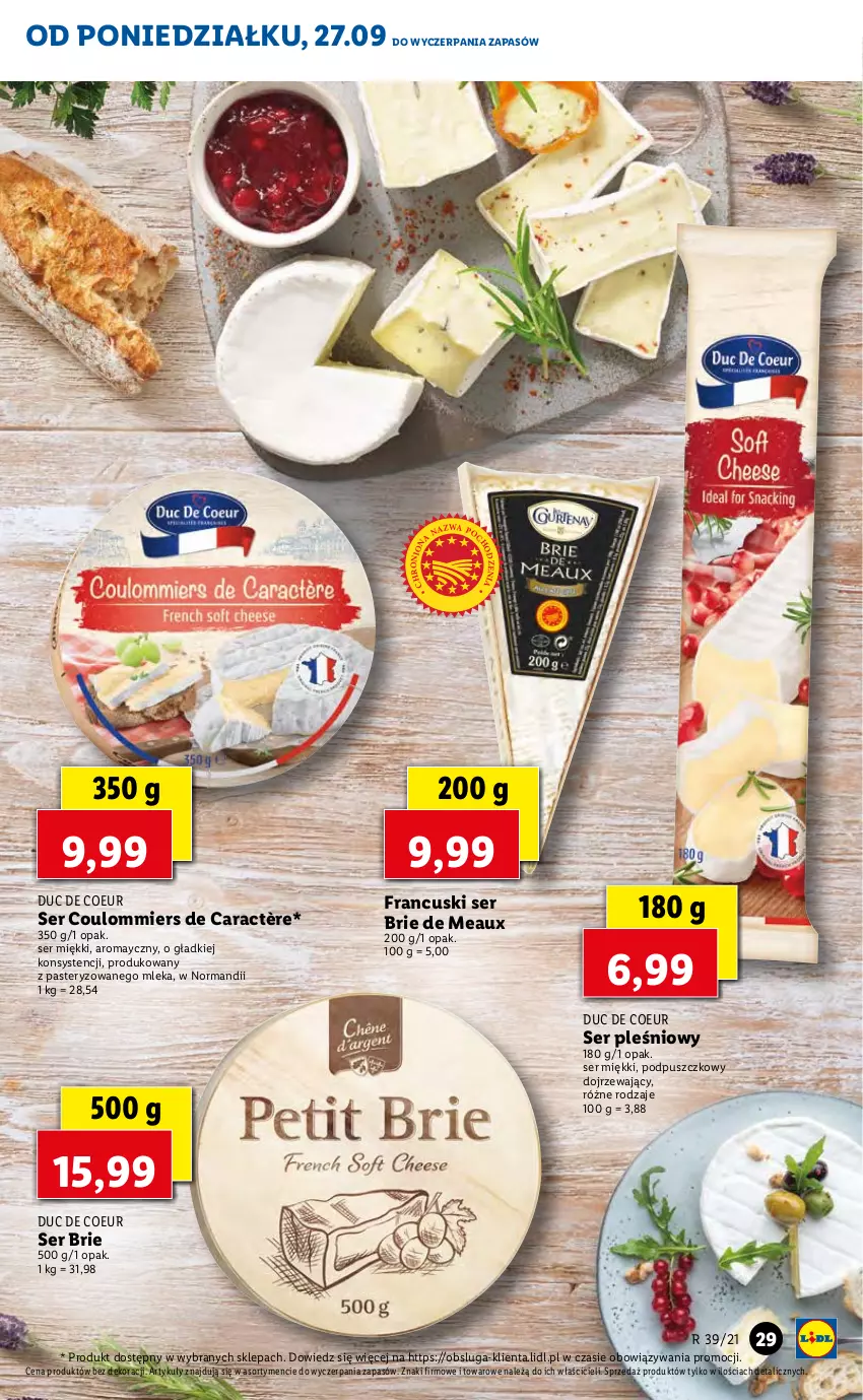 Gazetka promocyjna Lidl - GAZETKA - ważna 27.09 do 29.09.2021 - strona 29 - produkty: Brie, Ser, Ser pleśniowy