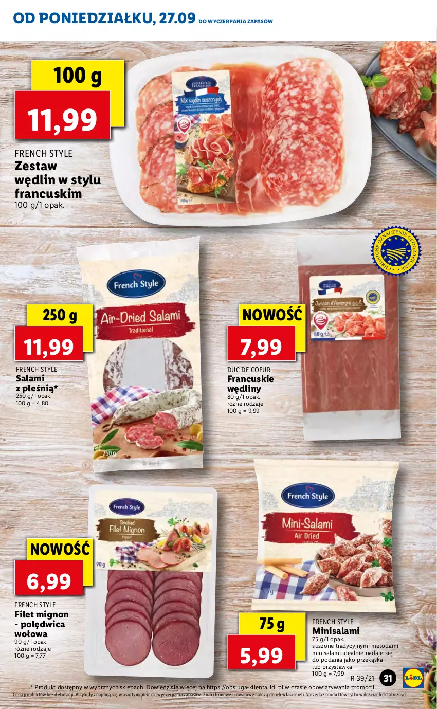 Gazetka promocyjna Lidl - GAZETKA - ważna 27.09 do 29.09.2021 - strona 31 - produkty: Polędwica, Polędwica wołowa, Salami