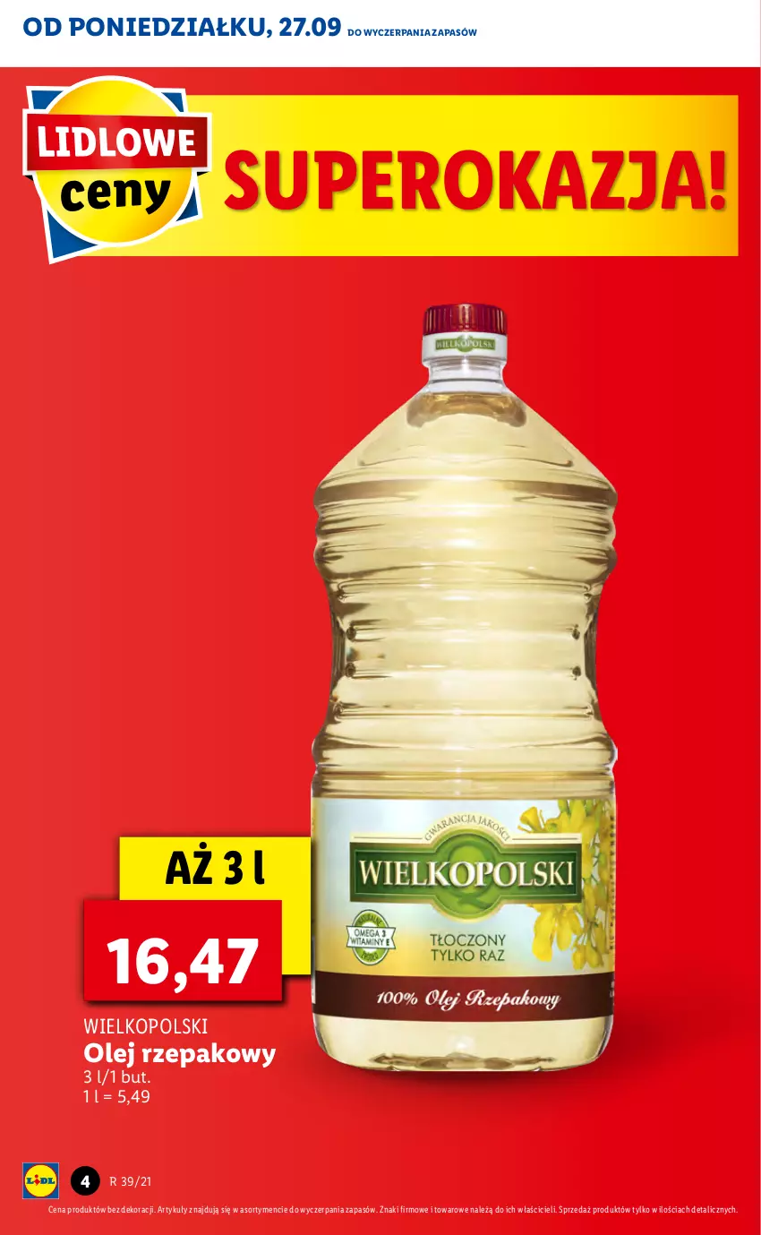 Gazetka promocyjna Lidl - GAZETKA - ważna 27.09 do 29.09.2021 - strona 4 - produkty: Olej, Olej rzepakowy