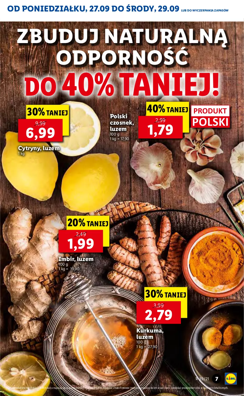 Gazetka promocyjna Lidl - GAZETKA - ważna 27.09 do 29.09.2021 - strona 7 - produkty: Cytryny, Czosnek, Imbir, Kurkuma, Por