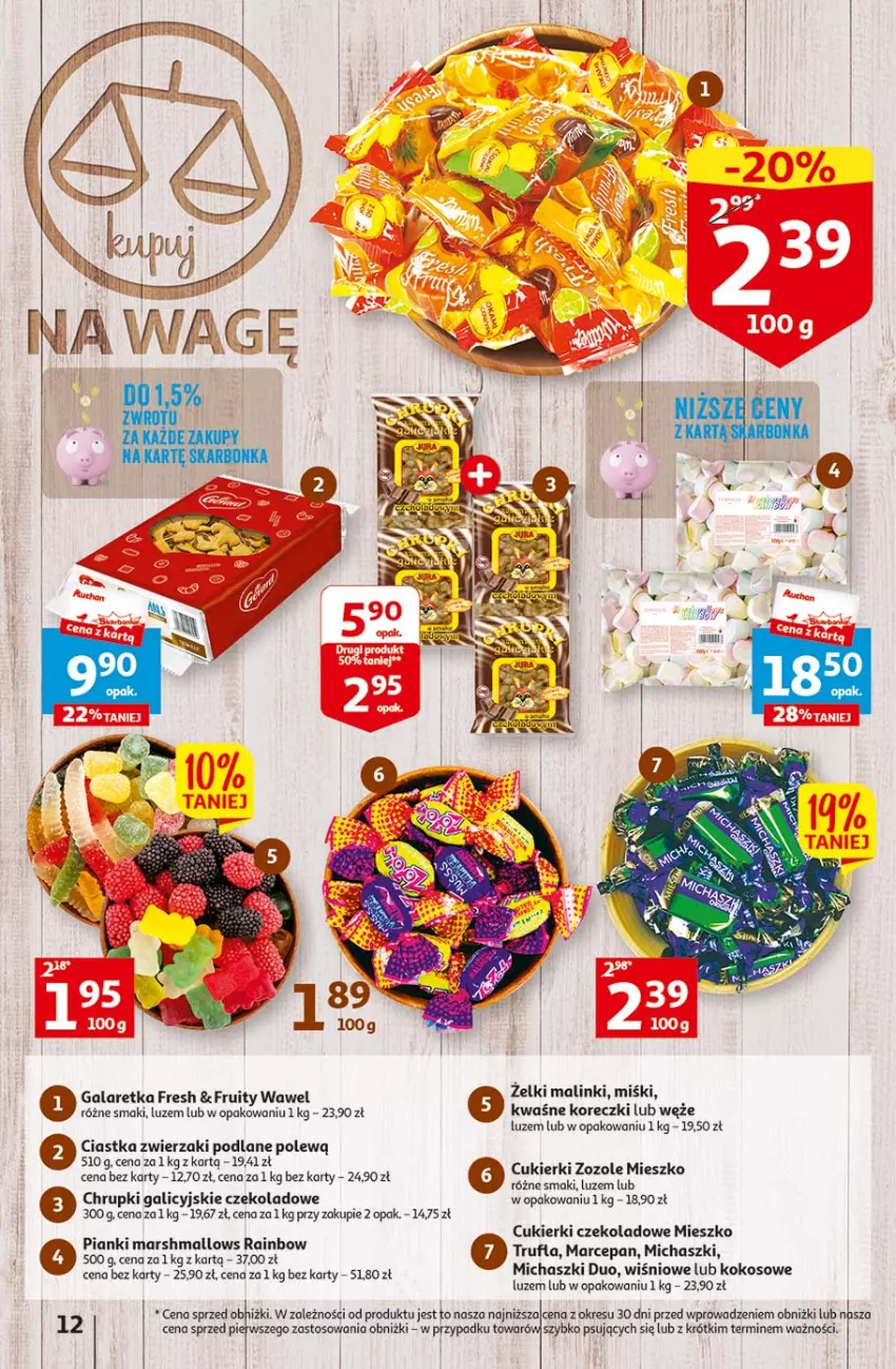 Gazetka promocyjna Auchan - Gazetka Radosny Dzień Dziecka Hipermarket Auchan - ważna 25.05 do 31.05.2023 - strona 12 - produkty: Chrupki, Ciastka, Cukier, Cukierki, Cukierki czekoladowe, Gala, Galaretka, Kokos, Mars, Marshmallows, O nas, Wawel