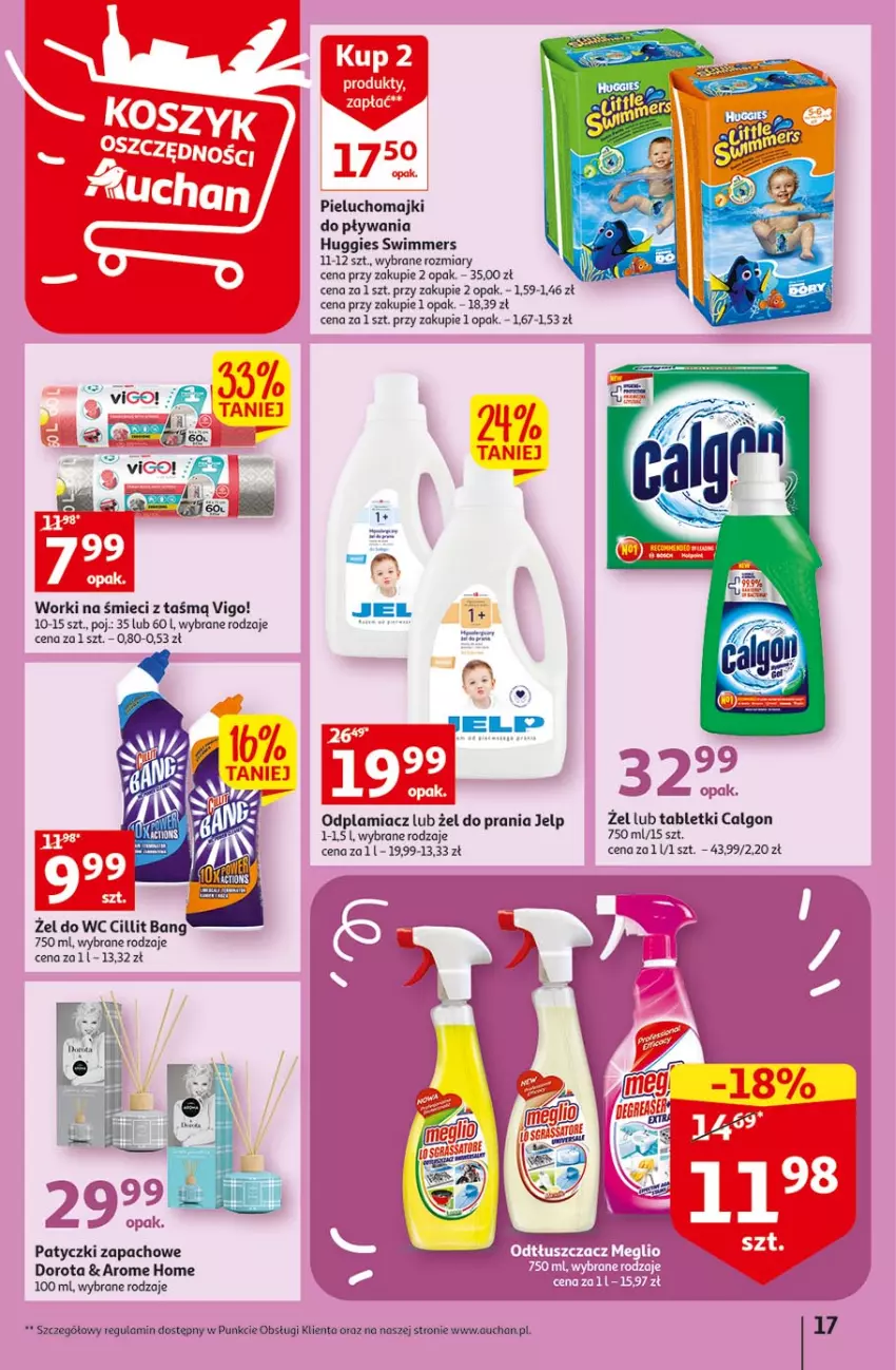 Gazetka promocyjna Auchan - Gazetka Radosny Dzień Dziecka Hipermarket Auchan - ważna 25.05 do 31.05.2023 - strona 17 - produkty: Calgon, Cillit Bang, Huggies, LG, Odplamiacz, Tablet, Worki na śmiec, Worki na śmieci