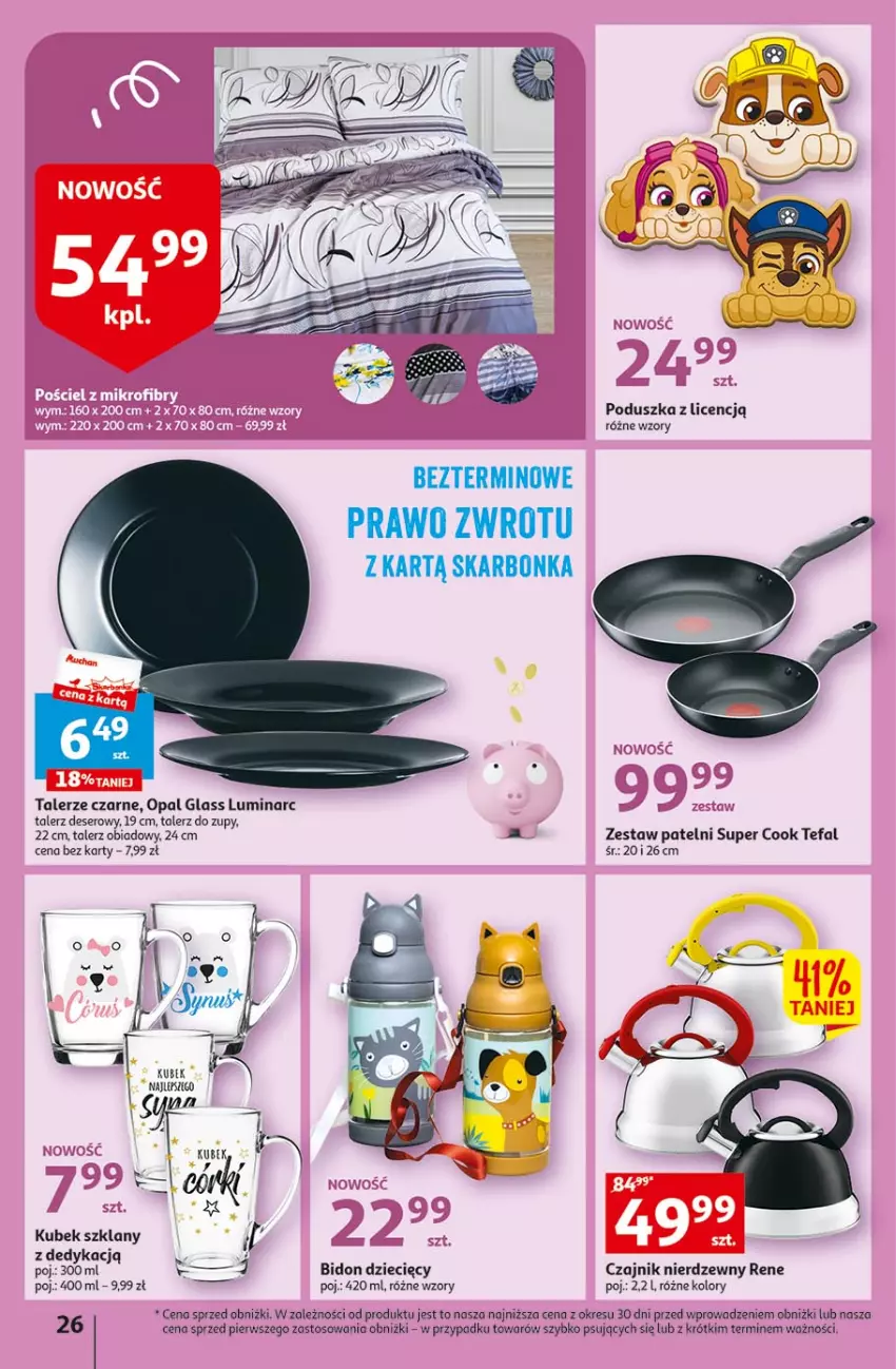 Gazetka promocyjna Auchan - Gazetka Radosny Dzień Dziecka Hipermarket Auchan - ważna 25.05 do 31.05.2023 - strona 26 - produkty: Czajnik, Deser, Dzieci, Fa, Kubek, O nas, Poduszka, Ser, Talerz, Talerz deserowy, Talerz obiadowy, Tefal