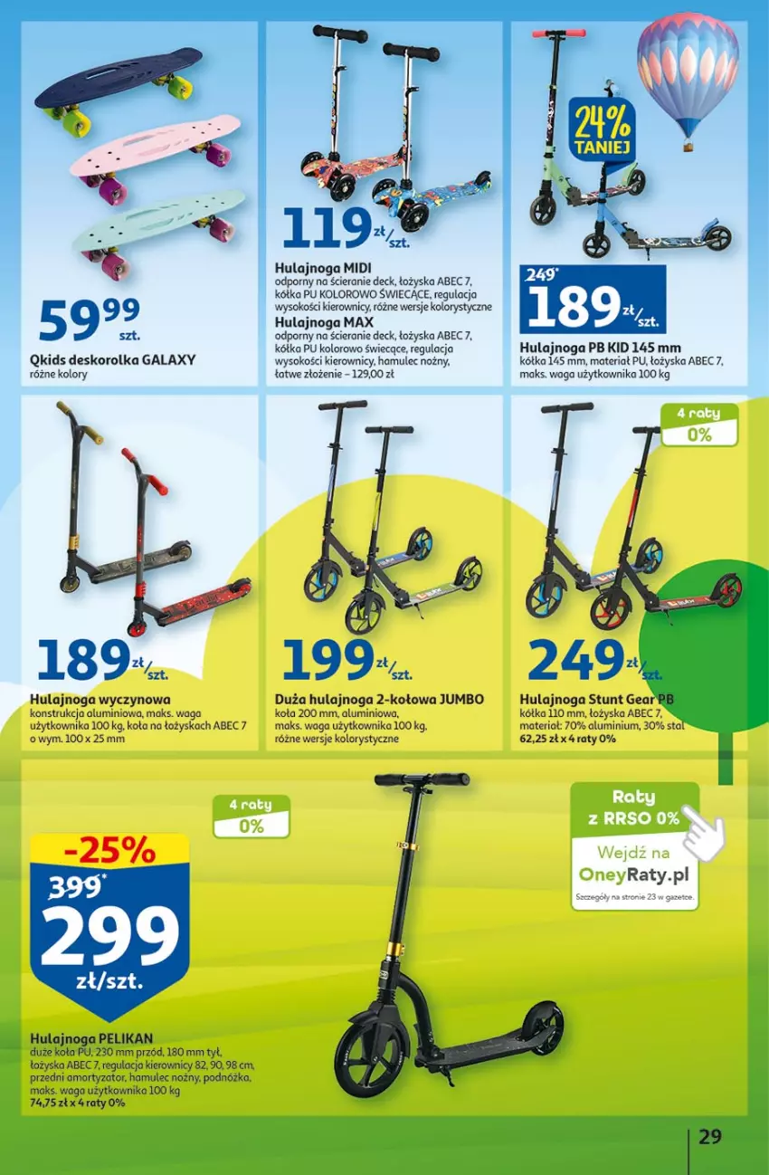 Gazetka promocyjna Auchan - Gazetka Radosny Dzień Dziecka Hipermarket Auchan - ważna 25.05 do 31.05.2023 - strona 29 - produkty: Deskorolka, Gala, Hulajnoga, Mule, Noż, Por, Sok, Waga