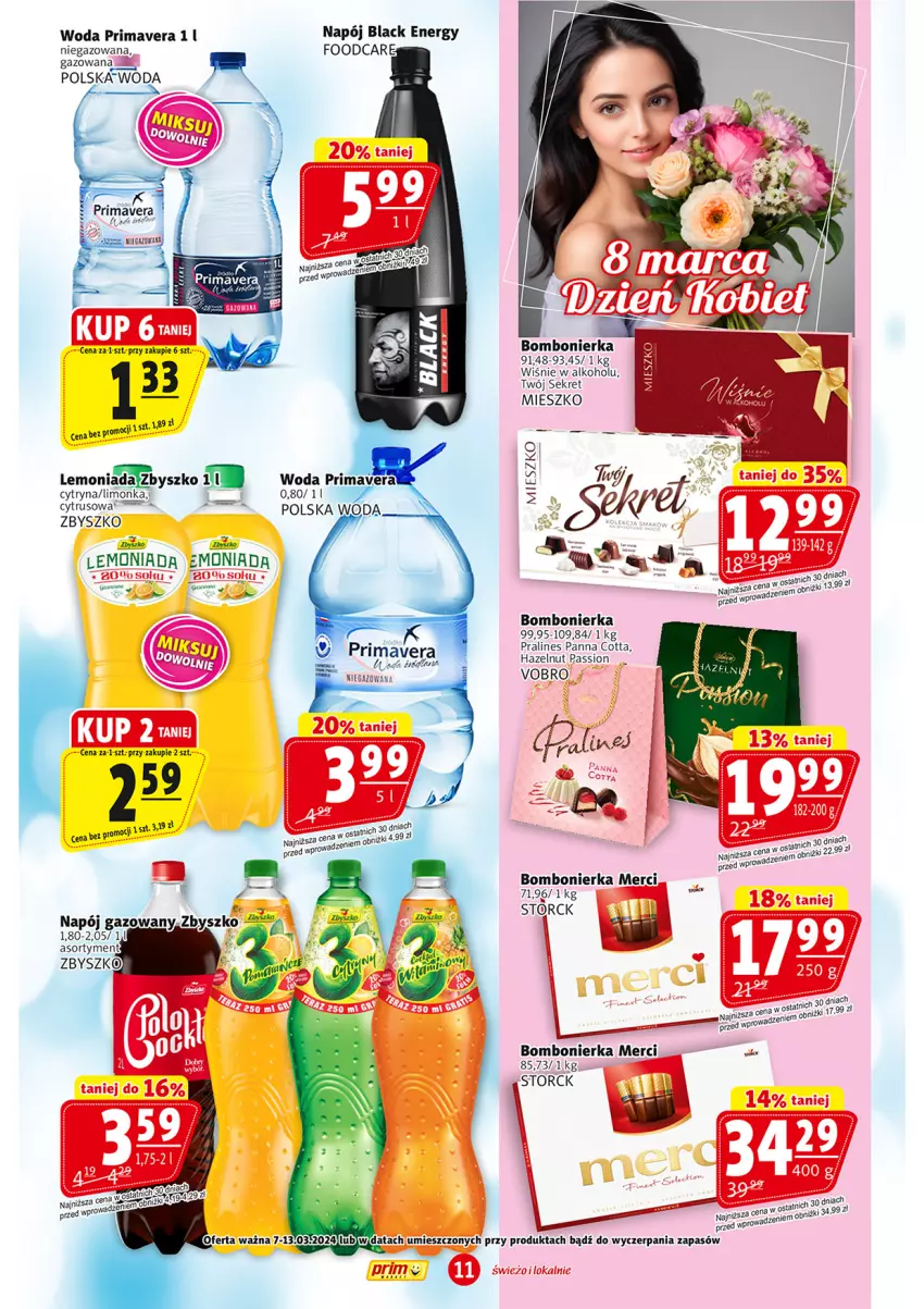 Gazetka promocyjna Prim Market - ważna 07.03 do 13.03.2024 - strona 11 - produkty: Kret, Lack, LANA, Lemoniada, Limonka, Merci, Napój, Napój gazowany, Panna cotta, Prima, Primavera, Woda