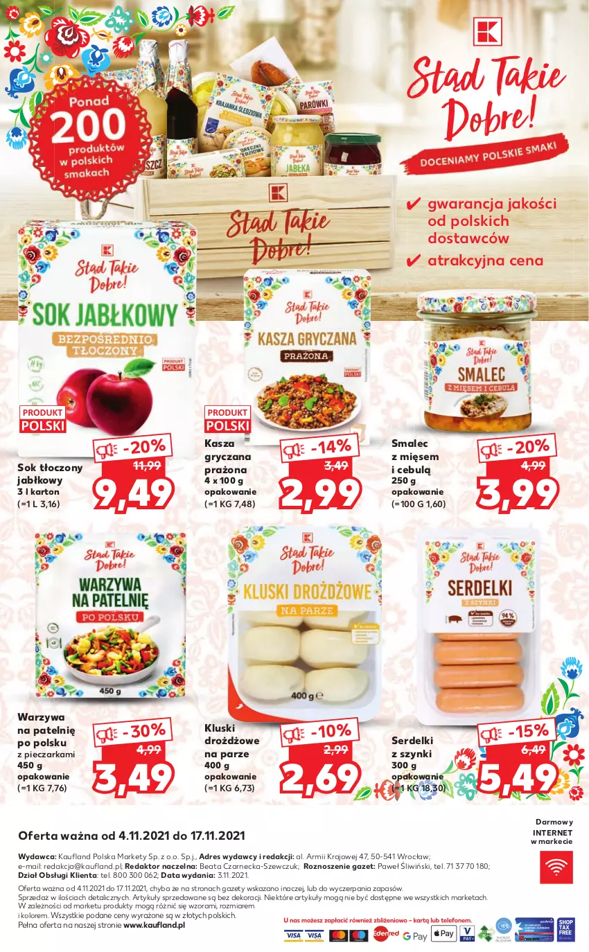 Gazetka promocyjna Kaufland - Tasty ™ - ważna 04.11 do 17.11.2021 - strona 8 - produkty: Dres, Gry, Kasza, Kasza gryczana, Piec, Pieczarka, Ser, Serdelki, Smalec, Sok, Warzywa