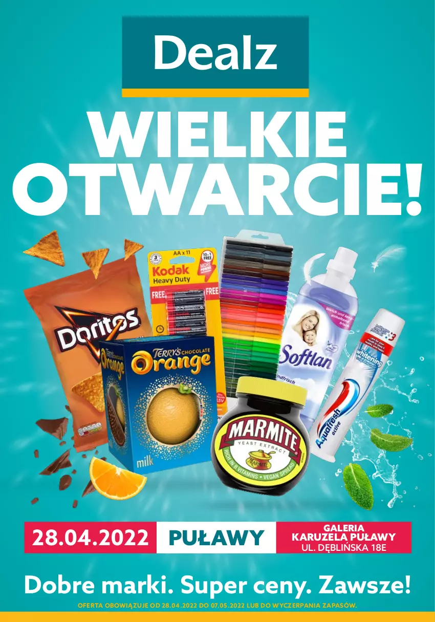 Gazetka promocyjna Dealz - WIELKIE OTWARCIE 28.04.2022Puławy, Galeria Karuzela - ważna 28.04 do 07.05.2022 - strona 1