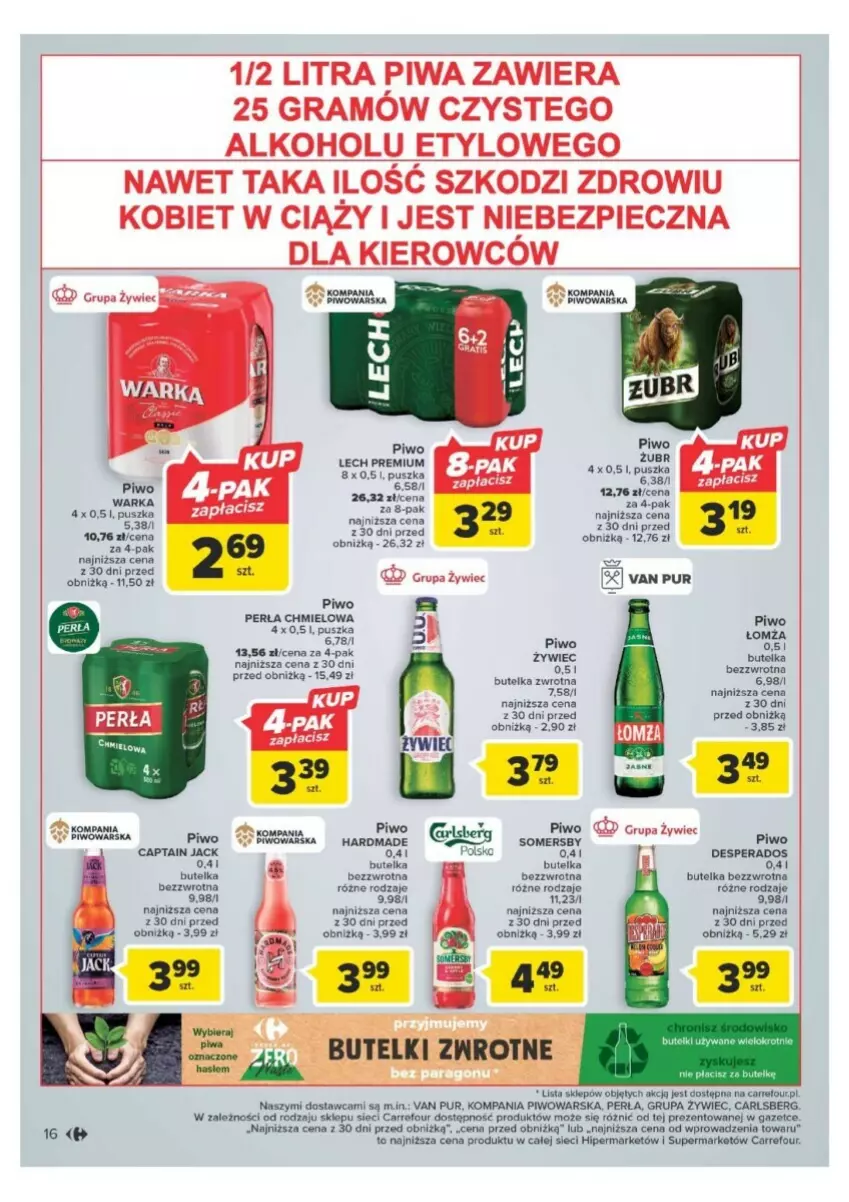 Gazetka promocyjna Carrefour - ważna 21.11 do 02.12.2023 - strona 10 - produkty: Captain Jack, Carlsberg, Desperados, Gra, Lech Premium, Perła, Piec, Piwa, Piwo, Pur, Somersby