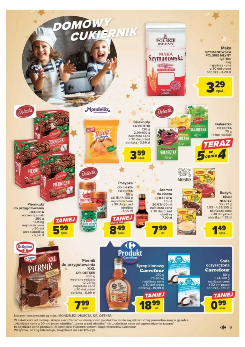 Gazetka promocyjna Carrefour - ważna 21.11 do 02.12.2023 - strona 3 - produkty: Biszkopty, Delecta, Dr. Oetker, Mąka, Piernik, Polskie Młyny, Soda oczyszczona, Syrop