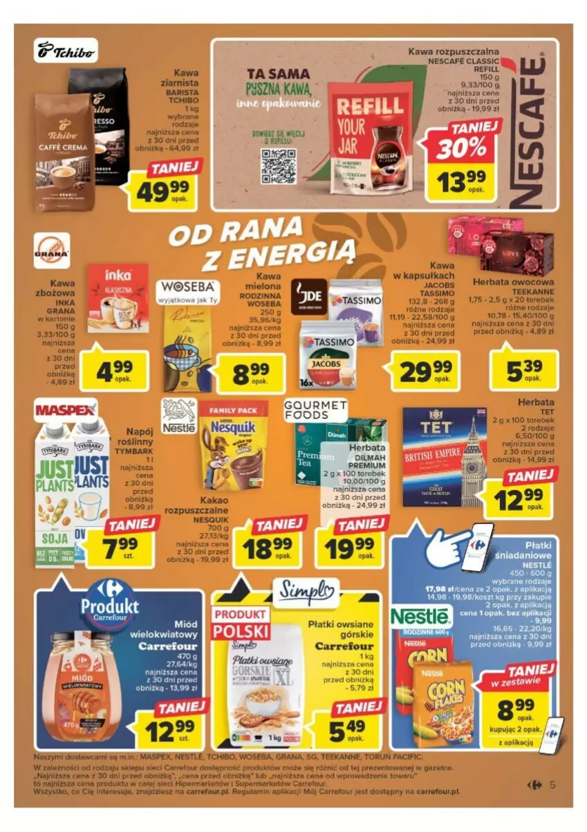 Gazetka promocyjna Carrefour - ważna 21.11 do 02.12.2023 - strona 36 - produkty: Cif, Gra, Herbata, Herbata owocowa, Kakao, Kawa, Kawa rozpuszczalna, Kosz, Miód, Nesquik, Płatki owsiane, Tassimo, Tchibo, Teekanne, Woseba