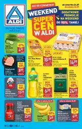 Gazetka promocyjna Aldi - Oferta weekendowa - Gazetka - ważna od 26.07 do 26.07.2025 - strona 1 - produkty: Kurczak, Banany, Nescafé, Krakus, Kujawski, Kawa rozpuszczalna, Ser, Złoty Mazur, Jaja, Kawa mielona, Kawa, Szynka konserwowa, Szynka, Olej rzepakowy, Jacobs, Grunt, Masło, Olej