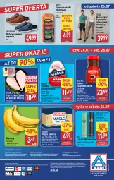 Gazetka promocyjna Aldi - Oferta weekendowa - Gazetka - ważna od 26.07 do 26.07.2025 - strona 12 - produkty: Kurczak, Banany, Nescafé, Krakus, Kawa rozpuszczalna, Ser, Por, Chodzik, Buty, Samochodziki, Mięsne specjały, Kawa, Kosz, O nas, Koszulka, Taft, Szynka konserwowa, Szynka, Mattel, Rower, Lakier do włosów, Biuro, Masło, Lakier, Fa