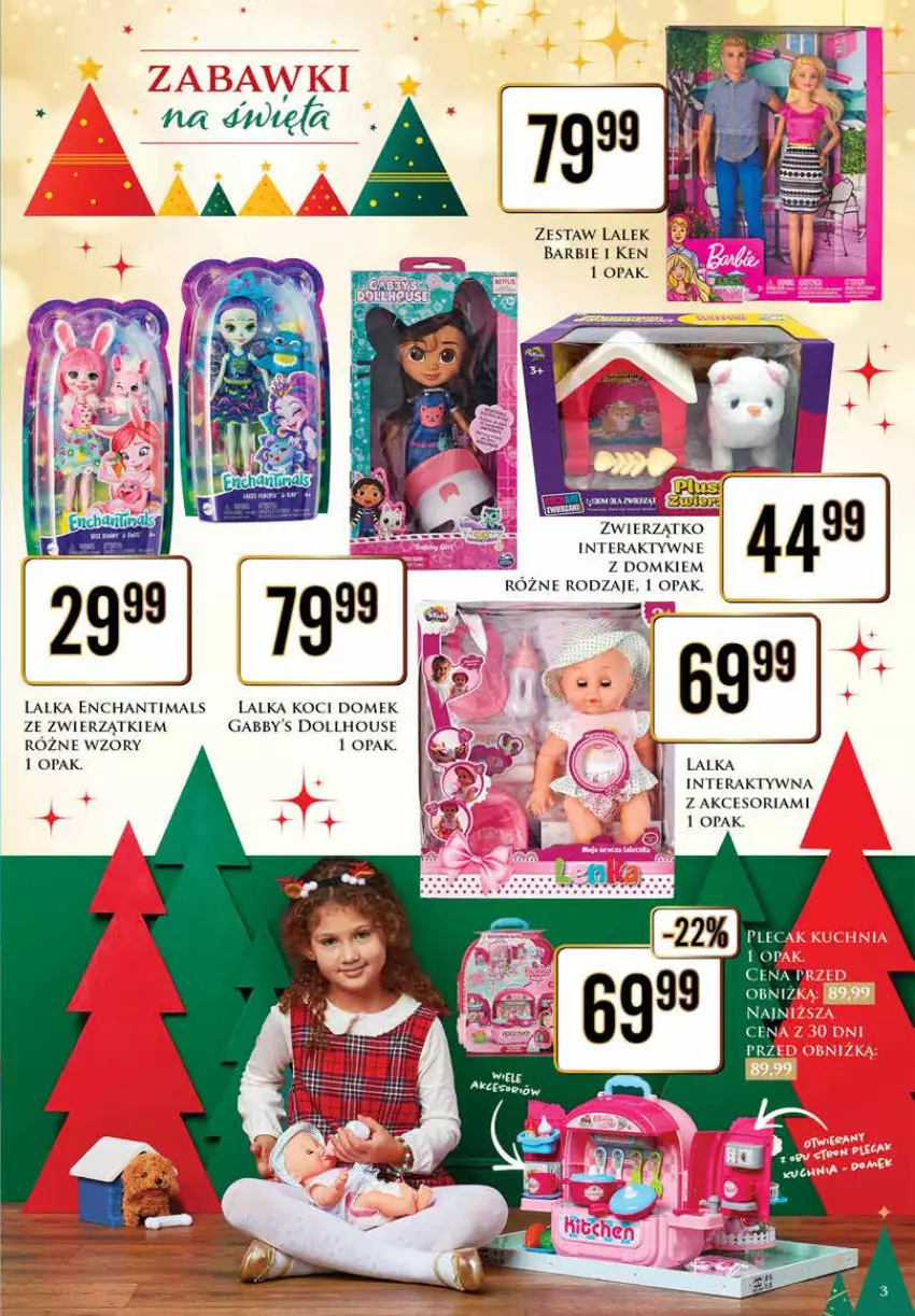 Gazetka promocyjna Dino - Katalog non food 27.11- 10.12 - ważna 27.11 do 10.12.2023 - strona 3 - produkty: Barbie, Enchantimals, Koc, Lalka, Lalka interaktywna, Tera