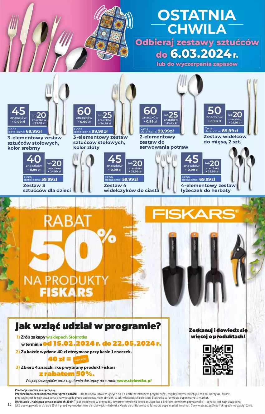 Gazetka promocyjna Stokrotka - Market - ważna 22.02 do 28.02.2024 - strona 15 - produkty: Dzieci, Fiskars, Gra, Mięso, Owoce, Ser, Warzywa, Zestaw sztućców