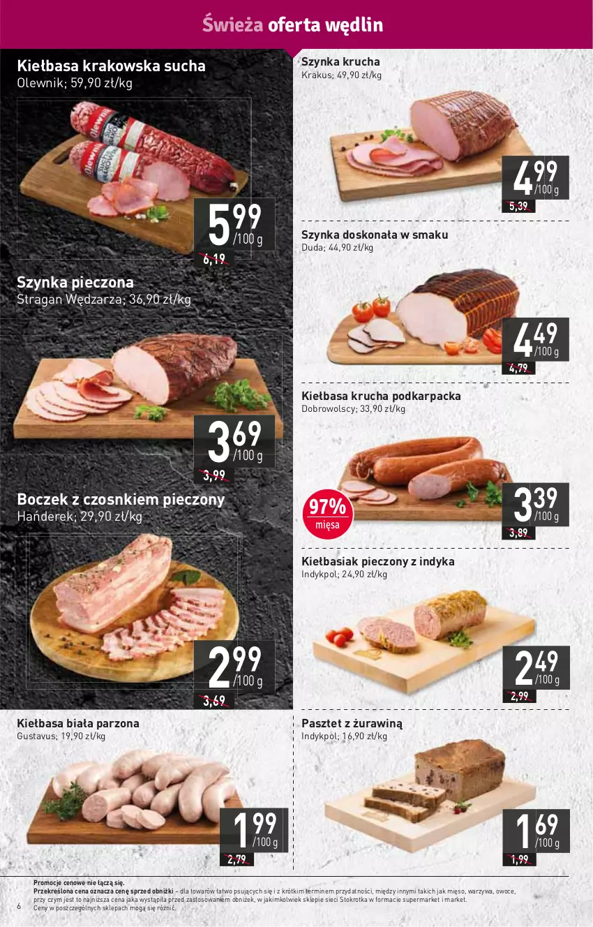 Gazetka promocyjna Stokrotka - Market - ważna 22.02 do 28.02.2024 - strona 6 - produkty: Basia, Boczek, Duda, HP, Karp, Kiełbasa, Kiełbasa biała, Kiełbasa krakowska, Kiełbasa krucha, Krakus, Mięso, Olewnik, Owoce, Pasztet, Piec, Szynka, Warzywa