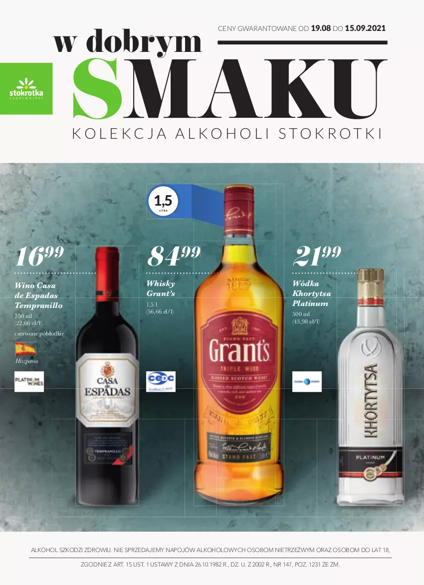 Gazetka promocyjna Stokrotka - Katalog Witaj SzkoÅ‚o - ważna 19.08 do 15.09.2021 - strona 1 - produkty: Gra, Whisky, Wino, Wódka