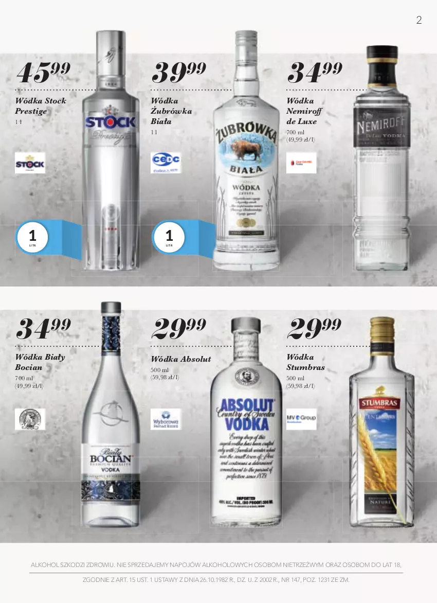 Gazetka promocyjna Stokrotka - Katalog Witaj SzkoÅ‚o - ważna 19.08 do 15.09.2021 - strona 2 - produkty: Absolut, Biały Bocian, Stock, Wódka