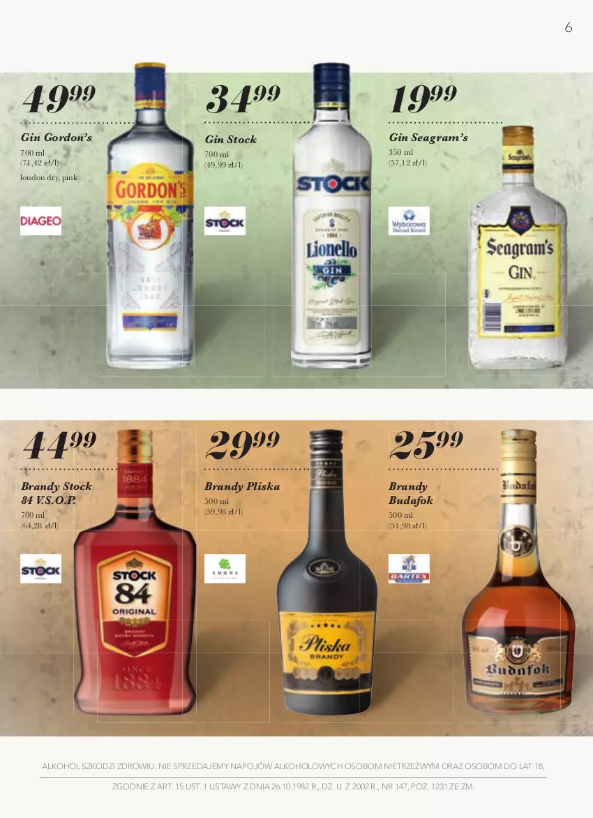 Gazetka promocyjna Stokrotka - Katalog Witaj SzkoÅ‚o - ważna 19.08 do 15.09.2021 - strona 6 - produkty: Brandy, Gin, Gra, Pliska, Stock