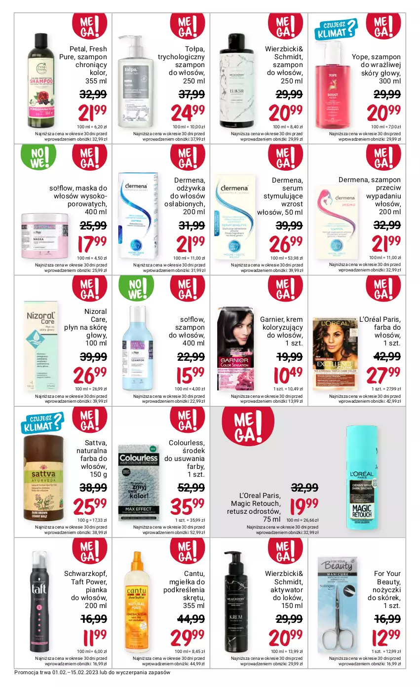 Gazetka promocyjna Rossmann - 1 lutego - ważna 01.02 do 15.02.2023 - strona 12 - produkty: BIC, Dermena, Fa, Farba do włosów, For Your Beauty, Garnier, Krem koloryzujący do włosów, L’Oréal, Maska, Maska do włosów, Noż, Nożyczki, Odżywka, Pianka do włosów, Por, Pur, Rum, Schwarzkopf, Ser, Serum, Sok, Szampon, Taft, Tołpa, Tusz, Yope