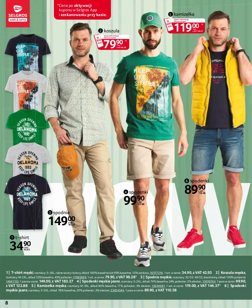 Gazetka promocyjna Selgros - Katalog Tekstylia - ważna 25.03 do 05.04.2021 - strona 8 - produkty: Kamizelka, Kosz, Koszula, LG, Spodnie, T-shirt, Wełna