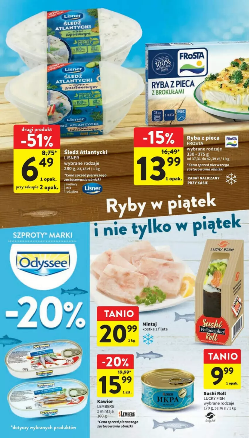 Gazetka promocyjna Intermarche - ważna 24.08 do 30.08.2023 - strona 10 - produkty: Fa, Frosta, Kawior, Lisner, Mintaj, Piec, Ryba, Sushi