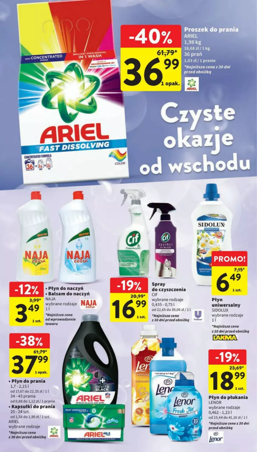 Gazetka promocyjna Intermarche - ważna 24.08 do 30.08.2023 - strona 28 - produkty: Ariel, Cif, Gra, Kapsułki do prania, Lenor, Płyn do płukania, Płyn do prania, Sidolux