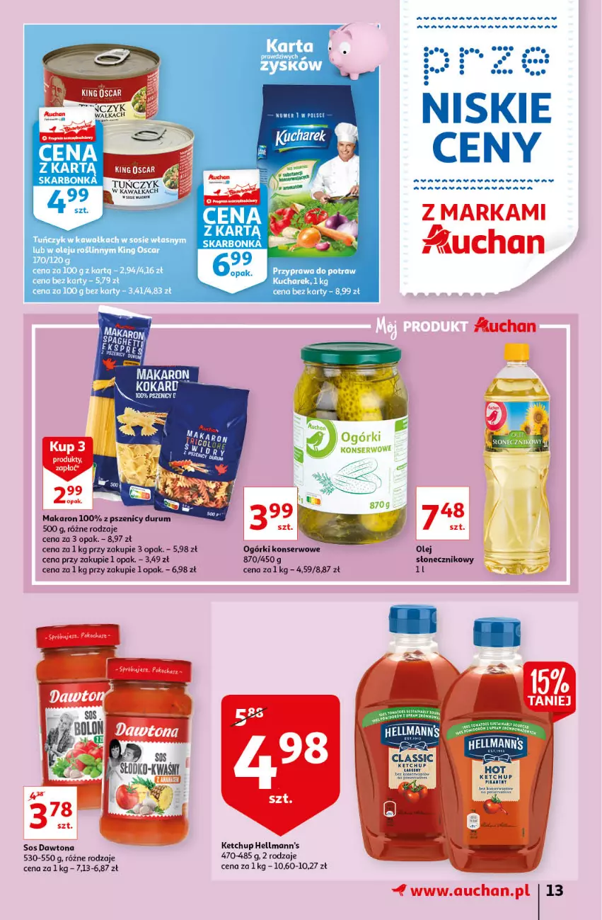 Gazetka promocyjna Auchan - przeNISKIE CENY z markami Auchan Hipermarkety - ważna 27.01 do 03.02.2022 - strona 13 - produkty: Dawtona, Kawa, Ketchup, Makaron, Olej, Przyprawa do potraw, Rum, Ser, Sos, Tuńczyk