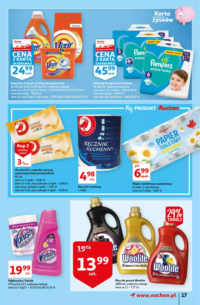 Gazetka promocyjna Auchan - przeNISKIE CENY z markami Auchan Hipermarkety - ważna 27.01 do 03.02.2022 - strona 17 - produkty: Chusteczki, Cytryny, Odplamiacz, Papier, Papier toaletowy, Płyn do prania, Ręcznik, Ręcznik kuchenny, Rum, Vanish, Woolite