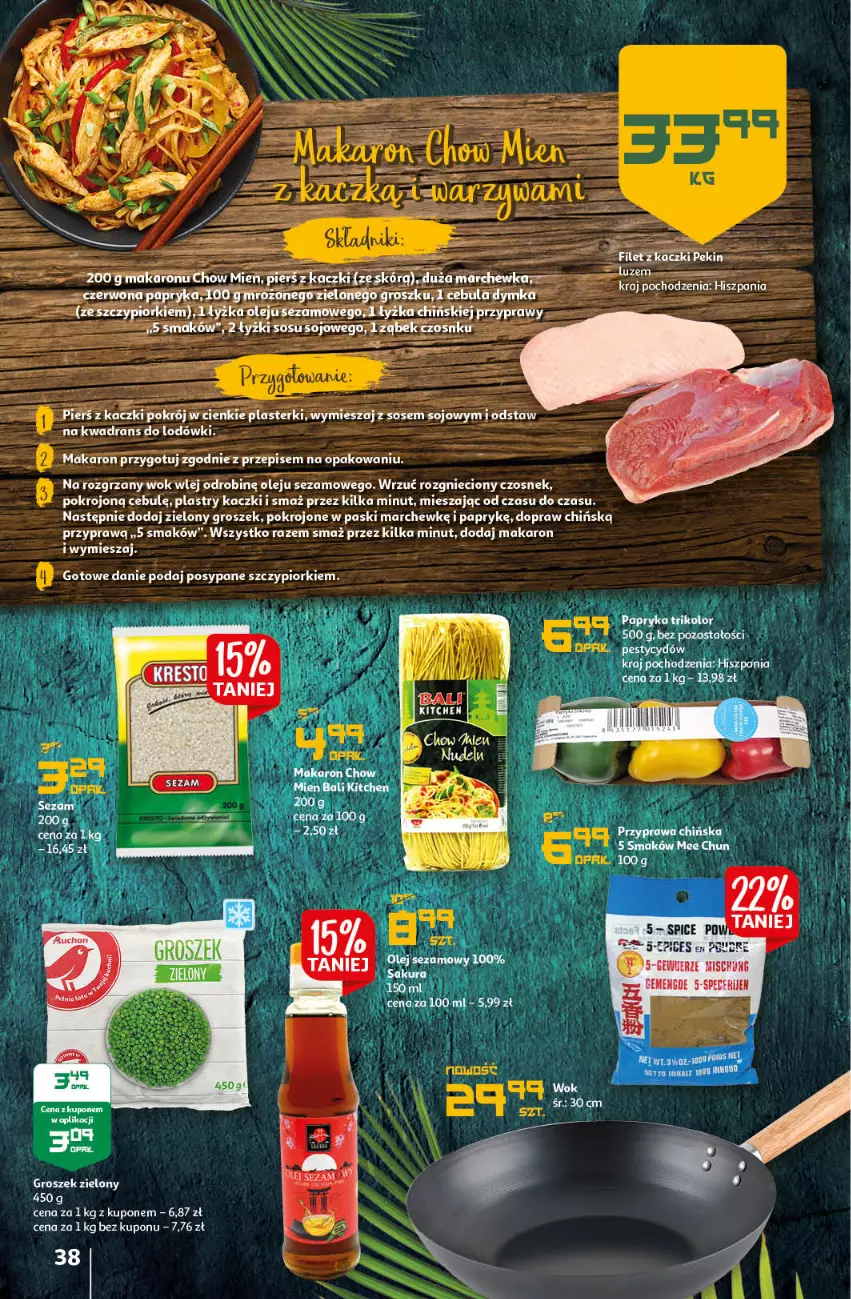 Gazetka promocyjna Auchan - przeNISKIE CENY z markami Auchan Hipermarkety - ważna 27.01 do 03.02.2022 - strona 38 - produkty: Cebula, Czosnek, Groszek, Koc, Makaron, Olej, Papryka, Plasterki, Przyprawy, Sezam, Sos