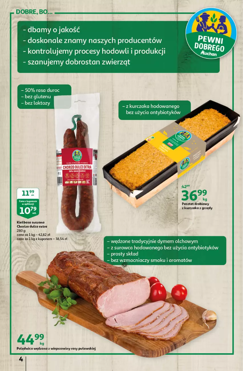 Gazetka promocyjna Auchan - przeNISKIE CENY z markami Auchan Hipermarkety - ważna 27.01 do 03.02.2022 - strona 4 - produkty: Kiełbasa, Kurczak, Pasztet, Polędwica