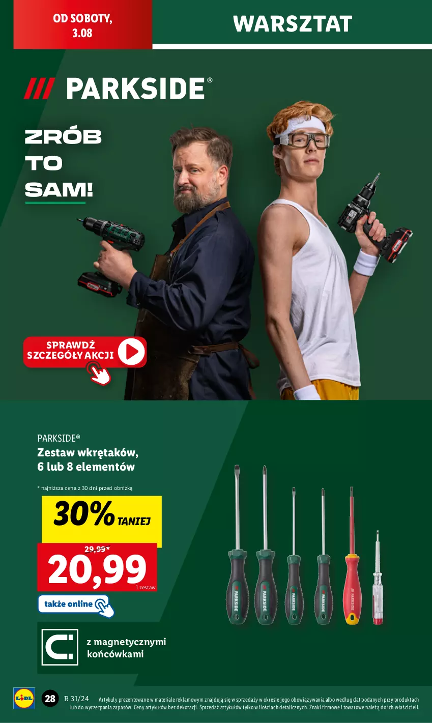 Gazetka promocyjna Lidl - GAZETKA - ważna 29.07 do 03.08.2024 - strona 34 - produkty: Parkside, Wkręt, Zestaw wkrętaków